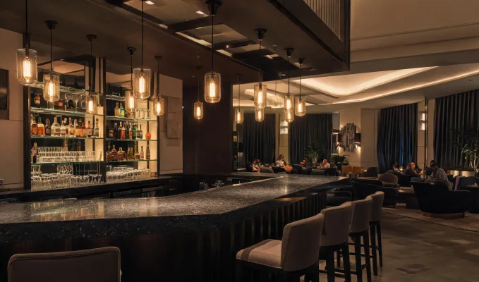Hospitality bar with engineered quartz