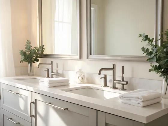 Bath vanity inspiration with pale quartz