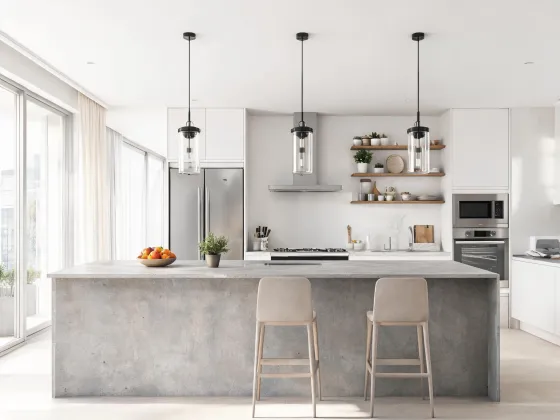 Kitchen island inspiration with concrete quartz